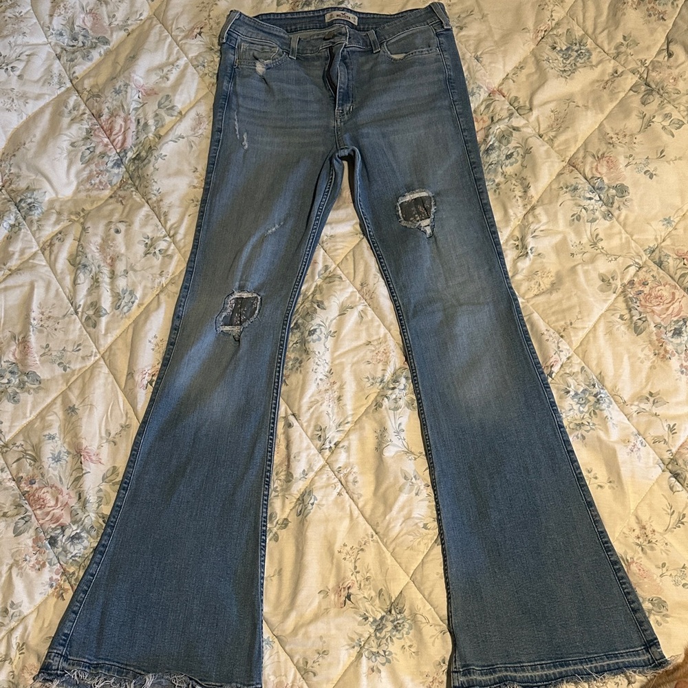 Hollister Light Blue Distressed Flare Jeans